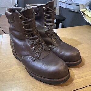 Matterhorn Boots Mens Size 9.5 E Brown Leather Lace Up Vibram ComforTemp C17011